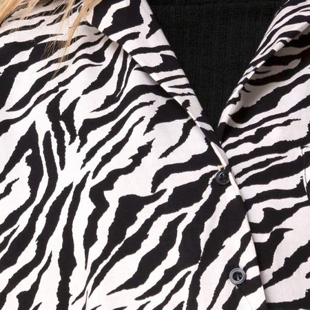 Fresia Mini Dress in 90's Zebra Black and White