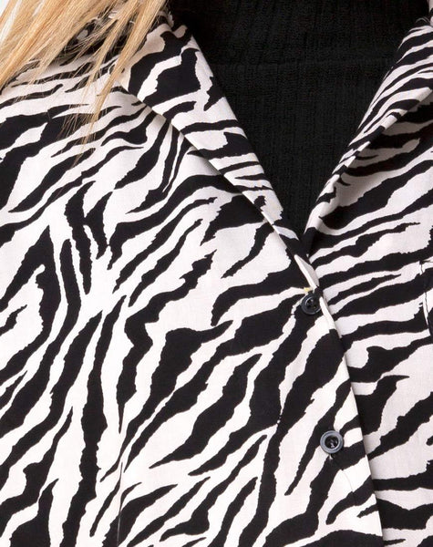 Fresia Mini Dress in 90's Zebra Black and White