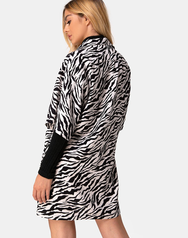 Fresia Mini Dress in 90's Zebra Black and White