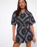 Fresia Shirt Dress in Bandana Black Placement