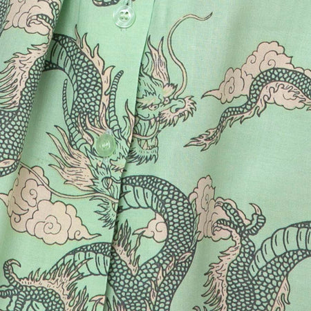 Fresia Dress in Chinese Dragon Neo Mint