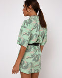 Fresia Dress in Chinese Dragon Neo Mint