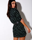 Fresia Dress in Hidden Charm Black and Peppermint