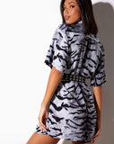 Fresia Shirt Dress in Tiger Full Silver Placement