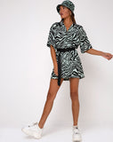 Fresia Shirt Dress in Wavey Zebra Mint