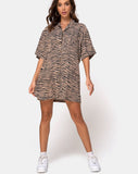 Fresia Mini Dress in Taupe Zebra