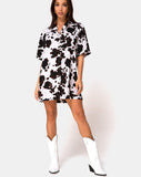 Fresia Mini Dress in Cow Hide Brown and White