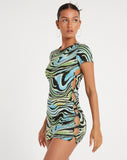 image of Freya Mini Dress in Warped Zebra Blue