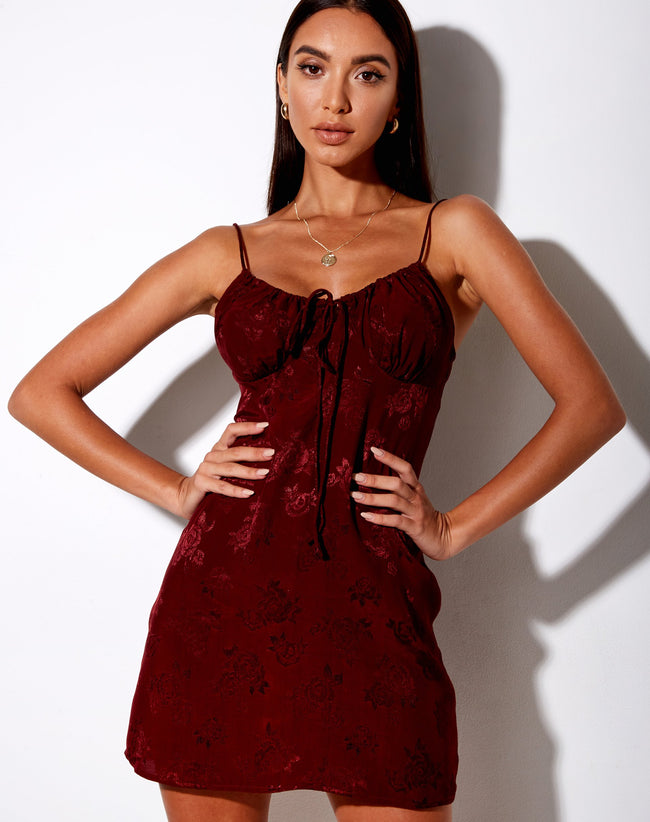 Frimala Slip Dress in Satin Rose Mulberry