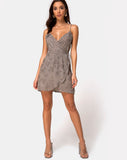 Furiosa Wrap Dress in Satin Rose Silver Grey