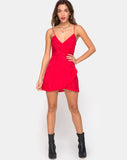 Furia Dress in Satin Rose Red