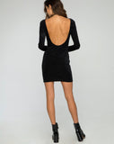 Gabby Plunge Back Dress in Pinhead Black Velvet