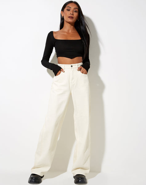 Gadze Crop Top in Rib Black