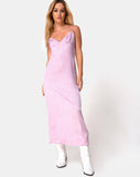 Gaela Slip Dress in Satin Cheetah Dusky Lilac