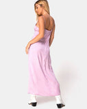 Gaela Slip Dress in Satin Cheetah Dusky Lilac