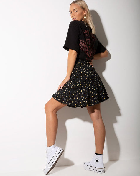 Gaelle Mini Skirt in Pretty Petal Black