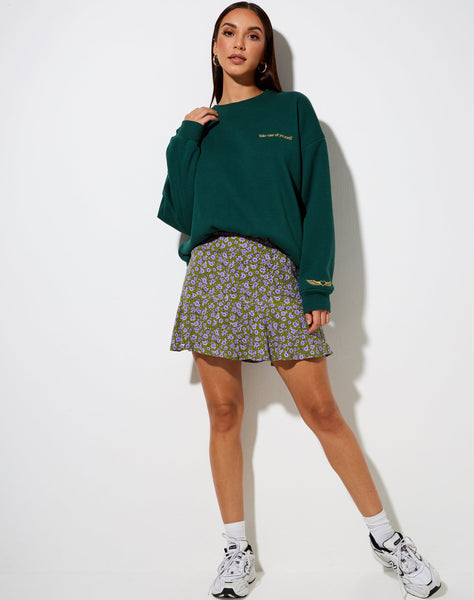 Image of Gaelle Mini Skirt in Autumn Blossom Khaki