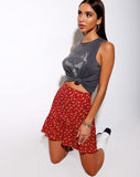 Image of Gaelle Skater Skirt in Falling for You Floral Red