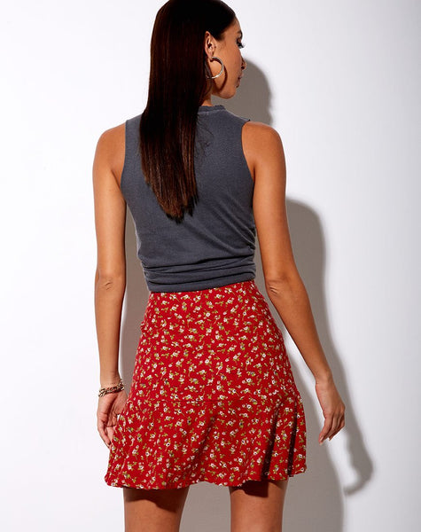 Image of Gaelle Skater Skirt in Falling for You Floral Red