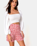 Gaelle Mini Skirt in Ditsy Butterfly Peach and Red