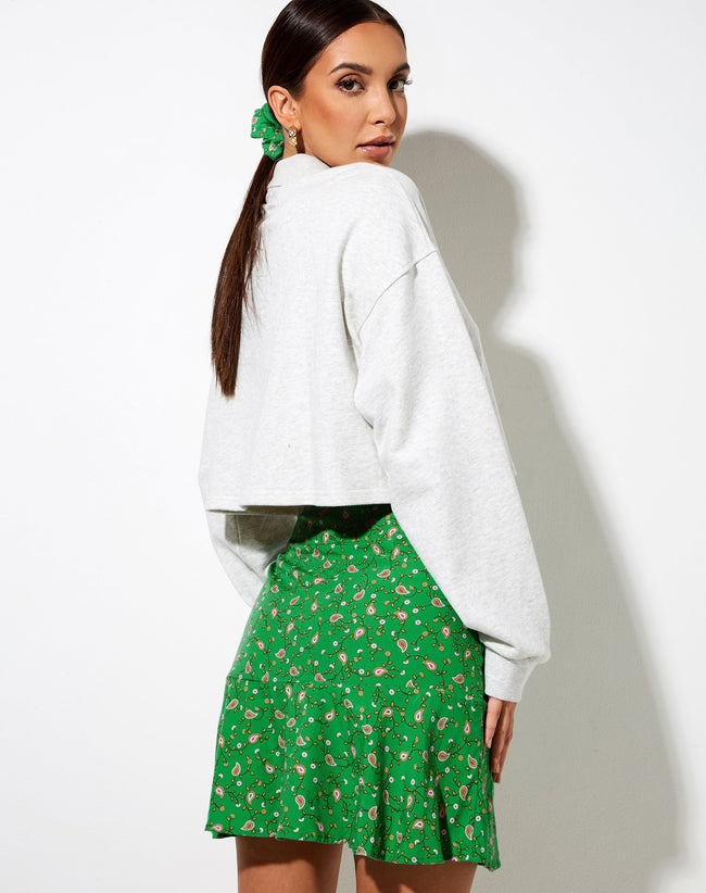 Gaelle Mini Skirt in Paisley Fun Green