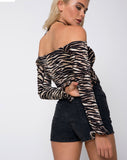 Gaga Off The Shoulder Crop in Tiger