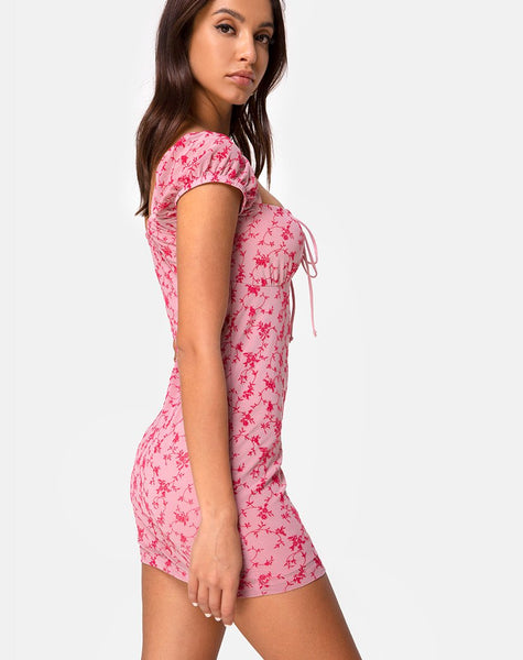 Gaina Dress in Love Bloom Pink Flock