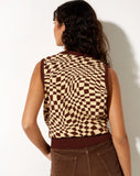 Image of Gaira Vest Top in Knit Square Flag Coffee Quartz