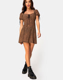 Guenette Dress in Animal Flock Tan Net