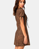 Guenette Dress in Animal Flock Tan Net