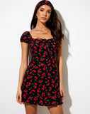 Image of Galaca Mini Dress in Cherries Black