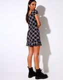 Galaca Mini Dress in 20's Check Black and Grey