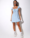 Galaca Mini Dress in Ditsy Rose Blue