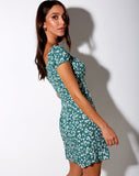 Galaca Mini Dress in Floral Field Green