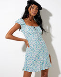 Image of Galaca Mini Dress in Flower Power Blue