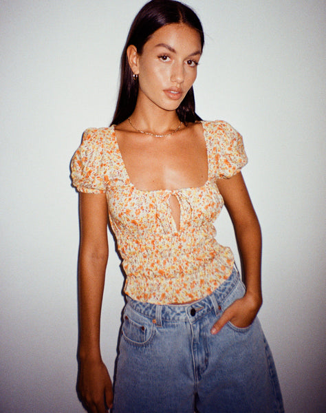 image of Galo Top in Ditsy Tangerine