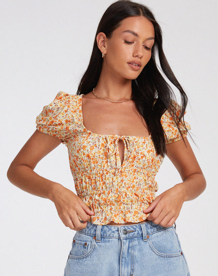 Kali Cami Top in Ditsy Tangerine