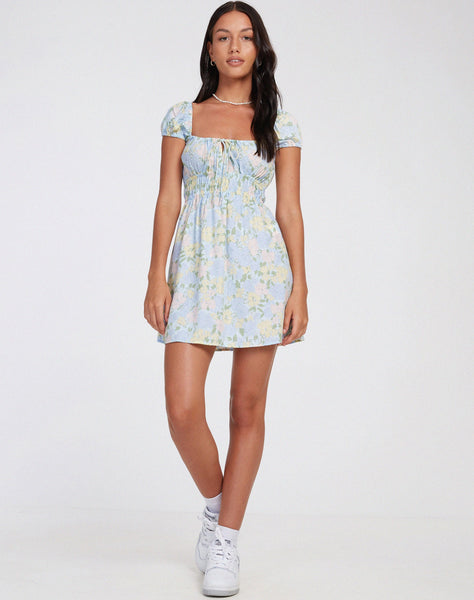 image of Galova Mini Dress in Washed Out Pastel Floral