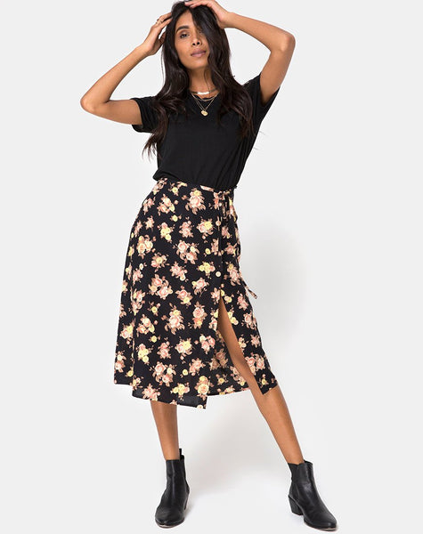 Gamaris Midi Skirt in Antique Rose Black