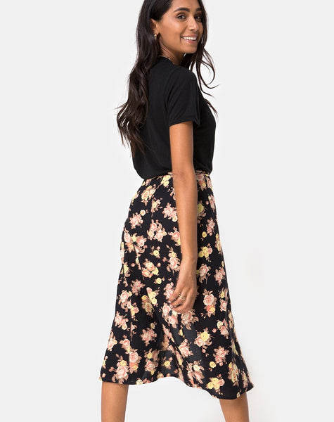 Gamaris Midi Skirt in Antique Rose Black