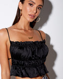 Gamera Cami Top in Heavy Satin Black