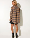 Image of Gane Shirt in Check Brown Tan