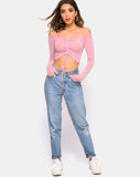 Ganida Crop Top in Sheer Knit Blush