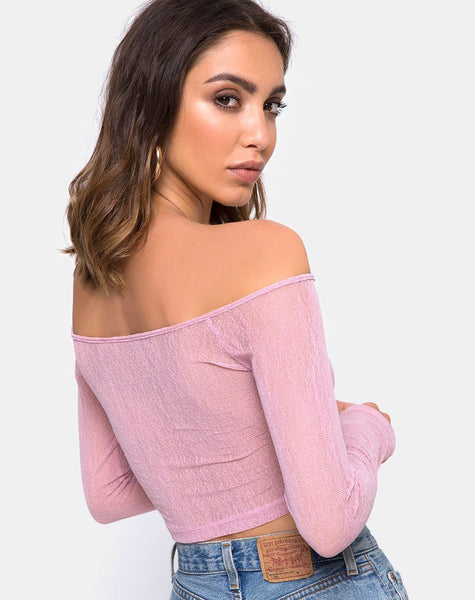 Ganida Crop Top in Sheer Knit Blush