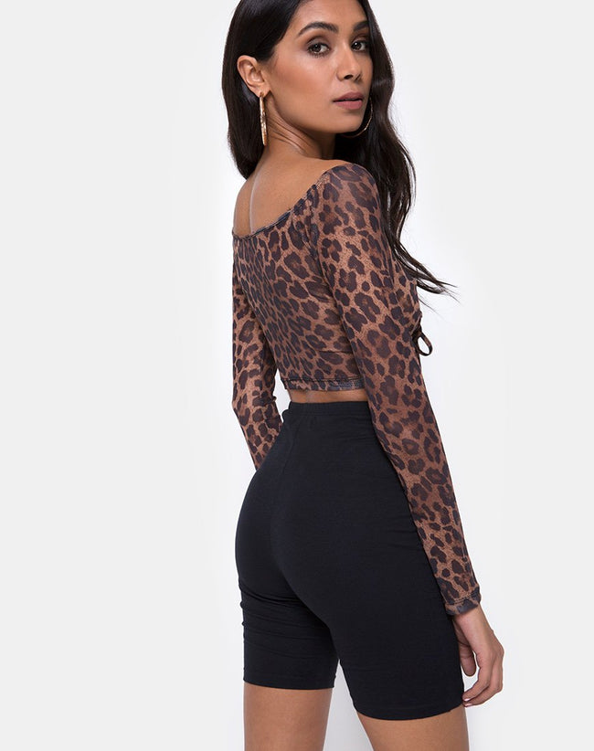 Ganida Top in Leopard Mesh