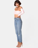 Ganis Long Sleeve Crop Top in Fluffy Knit Candy