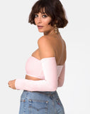 Ganis Long Sleeve Crop Top in Fluffy Knit Candy