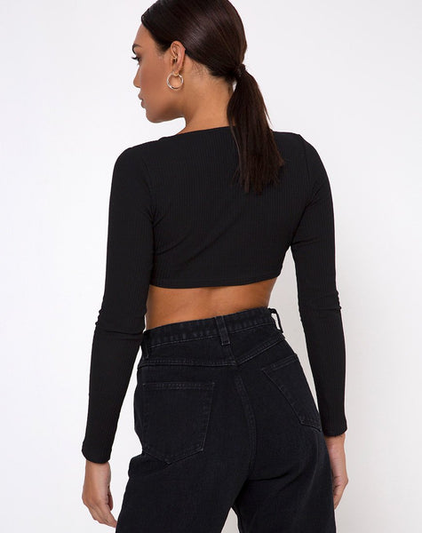 Gato Crop Top in Rib Black