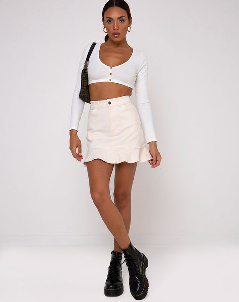 Image of Gato Crop Top in Rib Ivory