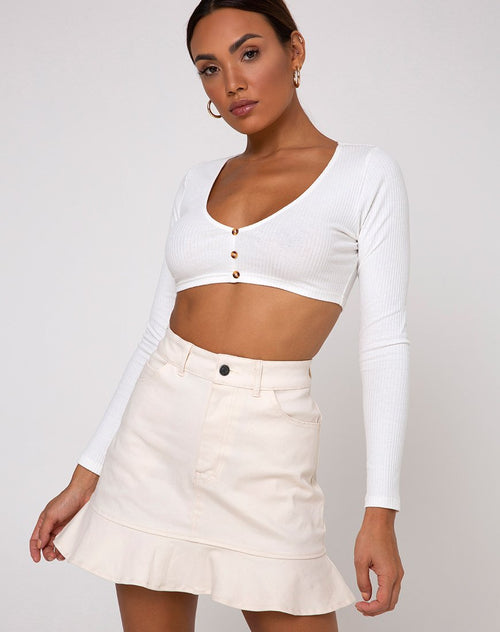 Image of Gato Crop Top in Rib Ivory